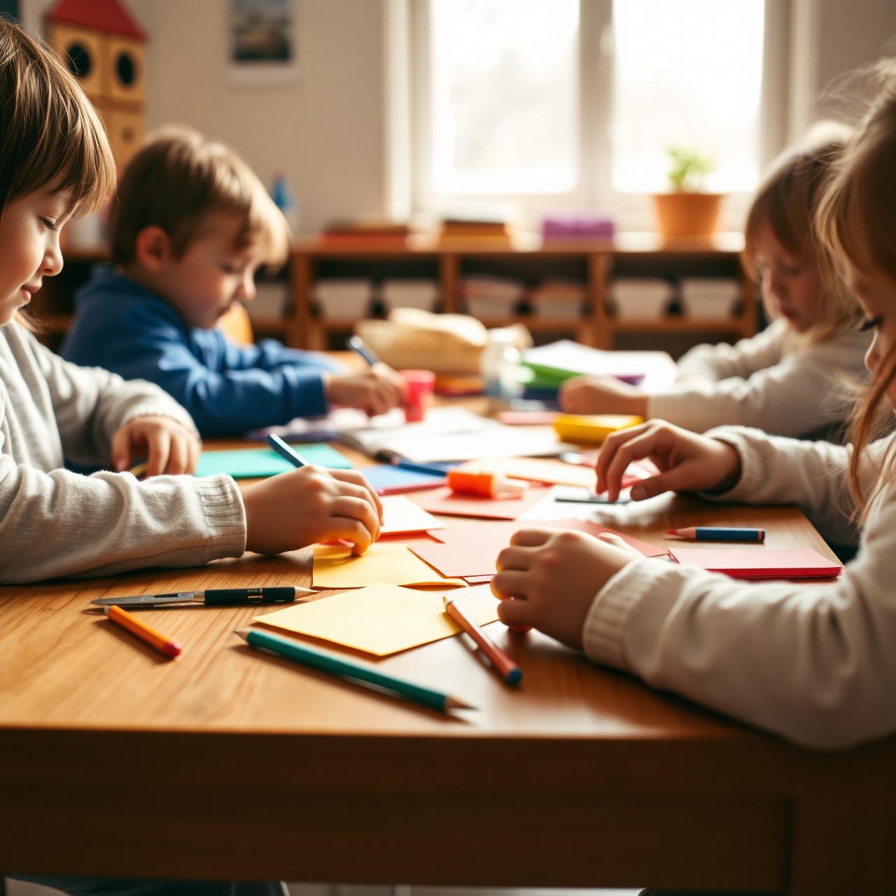 Niños trabajando en una actividad en el aula